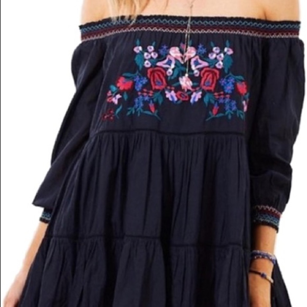 Free People Sun Beams Dress in Black - Picture 6 of 12
